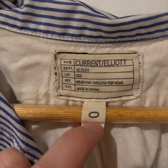 Current/Elliot Blue and White Striped Button Up - Picture 2 of 3